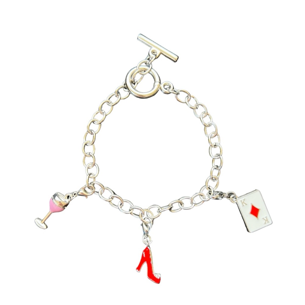 Charm Bracelet Silvertone with 3 Princess Cruise Charms~ NEW!